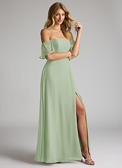Azazie Sue Bridesmaid Dresses Dusty Sage A-Line Off the Shoulder Chiffon Convertible Dress image5