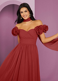 Barbie ♥ Azazie Bridesmaid Dresses Rust A-Line Off the Shoulder Chiffon Convertible Dress image4