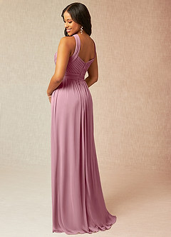 Azazie Hillian Bridesmaid Dresses Vintage Mauve A-Line Halter Pleated Mesh Dress image4