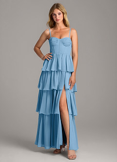 Azazie Alanna Bridesmaid Dresses Steel Blue A-Line Sweetheart Neckline Chiffon Dress image3