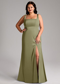 Azazie Frostine Bridesmaid Dresses Pistachio A-Line Bow Stretch Satin Dress image14