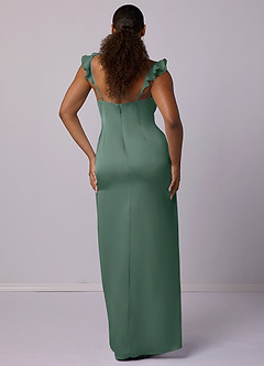 Barbie ♥ Azazie Bridesmaid Dresses Eucalyptus Sheath Stretch Satin Dress image7