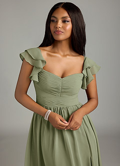 Azazie Anaya Bridesmaid Dresses Pistachio A-Line Pleated Chiffon Dress image6