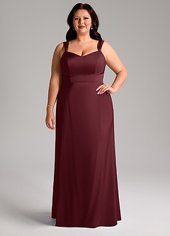Azazie Denice Bridesmaid Dresses Cabernet Sheath Pleated Stretch Satin Dress image8
