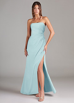 Azazie Aliani Brautjungfernkleider Wandelbar Etui Schulterfrei Chiffon Kleid Seegrün image1