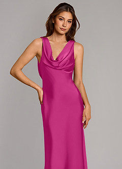 Azazie Cheryl Jurken voor bruidsmeisjes Jurk van Stretch Satijn met Zeemeermin Fuchsia image6