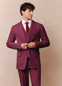 front James Burgundy Structured Stretch 3-piece suit