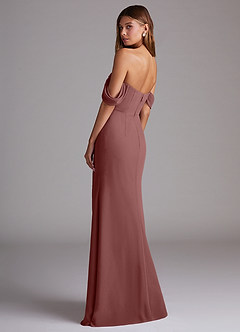 Azazie Saige Bridesmaid Dresses Desert Rose A-Line Off the Shoulder Chiffon Convertible Dress image8