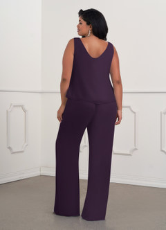 Azazie Maura Mère de la mariée Robes Robe Combinaison/Tailleur Pantalon en Mousseline de soie Paillettes Prune image11