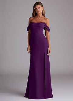 Azazie Saige Bridesmaid Dresses Grape A-Line Off the Shoulder Chiffon Convertible Dress image3