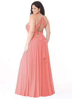 Azazie Evalleen Bridesmaid Dresses Coral A-Line Pleated Chiffon Dress image8