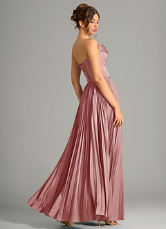 Azazie Saedra Bridesmaid Dresses Dusty Rose A-Line Corset Stretch Satin Dress image2