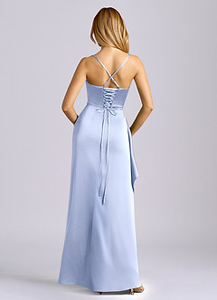 Azazie Sarai At-home Try On Dresses Black Sheath Corset Stretch Satin Dress image5