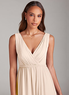 Azazie Tanicia Bridesmaid Dresses White Alabaster A-Line Pleated Chiffon Dress image5