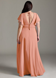 Azazie Kitr Slutförsäljning Klänning av A-Line i Chiffong Ruched Solnedgång image9