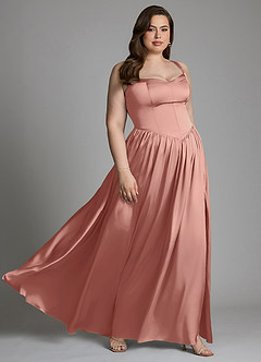 Azazie Francis Bridesmaid Dresses Rosette A-Line Corset Stretch Satin Dress image13