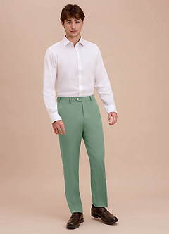 front Ethan Matcha Raffinerade vävda klänningsbyxor