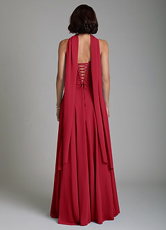 Azazie Ira Bridesmaid Dresses Scarlet A-Line Corset Chiffon Dress image4