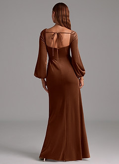 Azazie Charissa Bridesmaid Dresses Umber Sheath Long Sleeve Velvet Dress image5