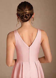Azazie Fulton Mère de la mariée Robes Robe Trapèze en Satin extensible Plissée Rose Poudré image6
