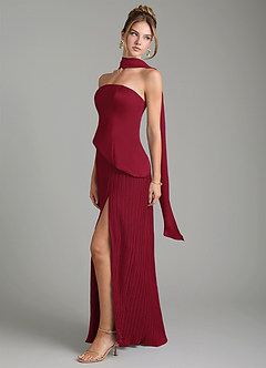 Azazie Tierney Bridesmaid Dresses Burgundy A-Line Strapless Chiffon Convertible Dress image8