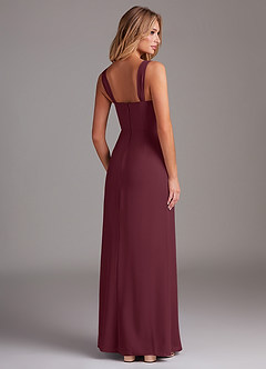 Azazie Denice Bridesmaid Dresses Cabernet Sheath Pleated Chiffon Dress image6