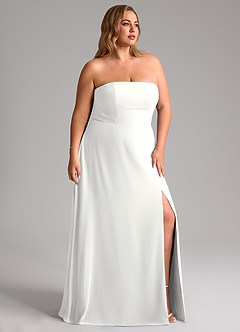 Azazie Wren Bridesmaid Dresses White A-Line Side Slit Chiffon Convertible Dress image11