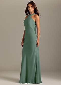 Azazie Doretta Bridesmaid Dresses Eucalyptus Mermaid Pleated Chiffon Dress image4