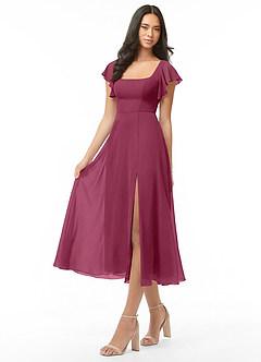 Azazie Bondi Bridesmaid Dresses Mulberry A-Line Ruched Chiffon Dress image3
