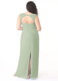 Azazie Flori Bridesmaid Dresses Dusty Sage Sheath Square Neckline Chiffon Dress image8