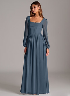 Azazie Maree Abiti da Damigella Abito A-Line in Chiffon Corsetto Blu Nettuno image1