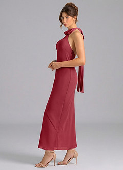 Azazie Velli Suknie dla druhen Syrena Wysoka Kołnierz Szyfon Długość kostki Sukienka image4