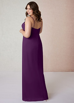 Azazie Tayla Bridesmaid Dresses Grape Sheath Square Neckline Chiffon Dress image9