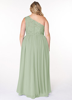 Azazie Demi Bridesmaid Dresses Dusty Sage A-Line One Shoulder Chiffon Dress image12
