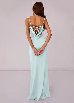 Barbie ♥ Azazie Bridesmaid Dresses Sea Glass Mermaid Corset Stretch Satin Dress image2
