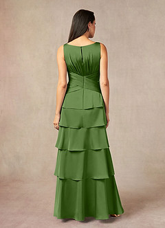 Azazie Viola Mother of the Bride Dresses Basil A-Line Pleated Stretch Satin Dress image3