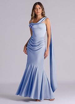 Azazie Inara Bridesmaid Dresses Ice Mermaid Pleated Stretch Satin Dress image4