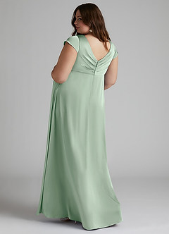 Azazie Allessia Maternity Bridesmaid Dresses A-Line Pleated Stretch Satin Floor-Length Dress image9