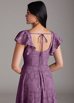 Azazie Bondi Bridesmaid Dresses Wisteria A-Line Side Slit Floral Burnout Dress image5