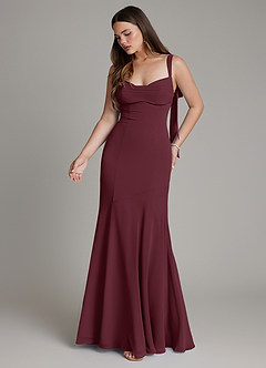 Azazie Carlotta Bridesmaid Dresses Cabernet Mermaid Sweetheart Neckline Chiffon Dress image5