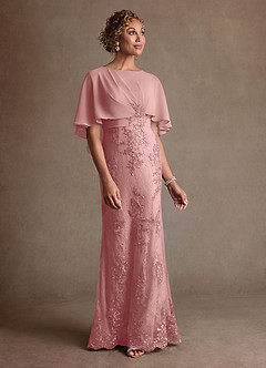 Azazie Amrita Kleider für die Brautmutter Meerjungfrau-Linie Spitze Chiffon Kleid Altrosa image4
