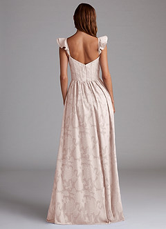 Azazie Denisse Bridesmaid Dresses Blushing Pink A-Line Ruched Floral Burnout Dress image3