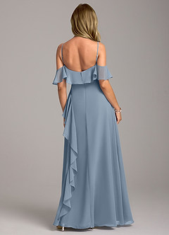 Azazie Aubrie Bridesmaid Dresses Dusty Blue A-Line Off the Shoulder Chiffon Dress image6