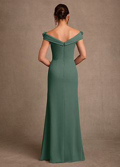 Azazie Jettie Mother of the Bride Dresses Sea Moss Sheath Pleated Chiffon Dress image3