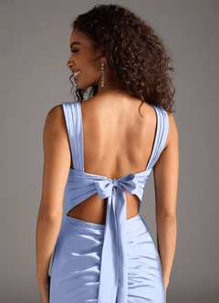 Azazie Jesaphine Bridesmaid Dresses Ice Sheath Bow Stretch Satin Dress image4