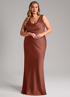 Azazie Rylina Bridesmaid Dresses Auburn Mermaid Stretch Satin Dress image9