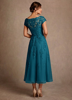 Azazie Jolanda Kleider für die Brautmutter A-Linie Spitze Kleid Tintenblau image2