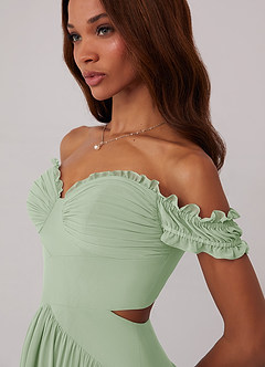 Barbie ♥ Azazie Bridesmaid Dresses Dropped Waist Cutout Chiffon A-line Dress image5