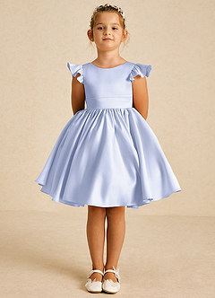 Azazie Tootsie Flower Girl Dresses Lavender A-Line Bow Matte Satin Dress image3