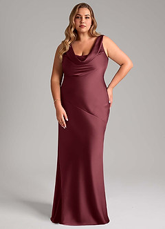 Azazie Rylina Final Sale Merlot Mermaid Stretch Satin Dress image8